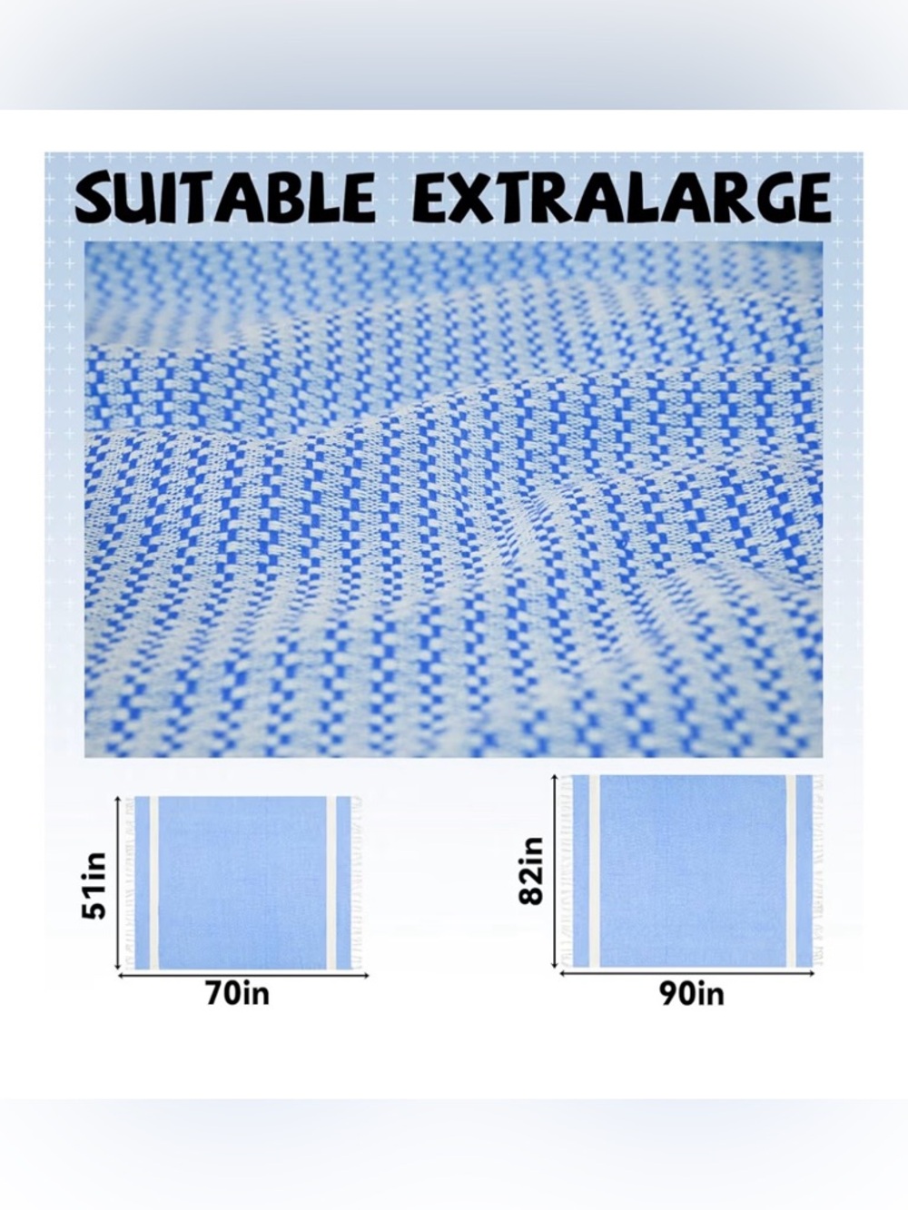 Oversized Turkish Throw Blanket - Navy/White - Picture 7 of 7